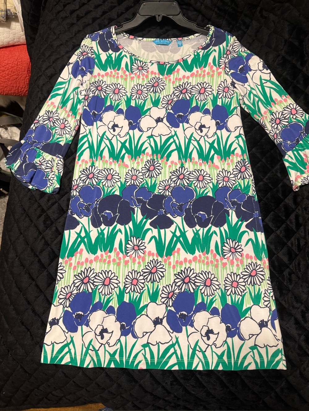Tori Richard Women’s Floral Shift Dress in Blue, Green & White